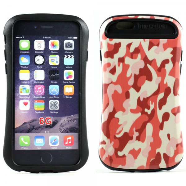 Wholesale Apple iPhone 6 4.7 Design Candy Shell Hybrid Case (Camouflage Orange)